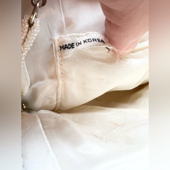 Vintage beaded ivory evening clutch purse grannycore Cottagecore formal - Picture 4 of 7